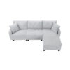 100-inch corduroy fabric sofa with L-shaped modular 3-seat convertible sofa, built-in dual charging ports at the arms, and armrests can be freely placed anywhere - Image 3