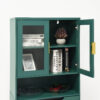 Tempered Glass Door Tall Storage Bookcase with adjustable board, 4 doors MDF painting finished cabinet, Green, Living room Bedroom storage - Image 7