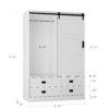 Tall Bedroom Armoire Wardrobe Closet Clothing Storage Cabinet with Hanging Rod Barn Door Drawers Open Shelves - Image 15
