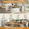 Large Kitchen Island with 2 Drop Leaf, Rolling Kitchen Cart on 5 Wheels with Power Outlet, Folding Storage Dining Table with Spice & Towel Rack, 3 Drawers, for Kitchen, Dining Room, White - Image 8