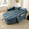 Two-seater sofa, double sofa chaise longue, with irregular armrests and backrests, footrest with storage space, comes with two small throw pillows, suitable for living room and bedroom - Image 13