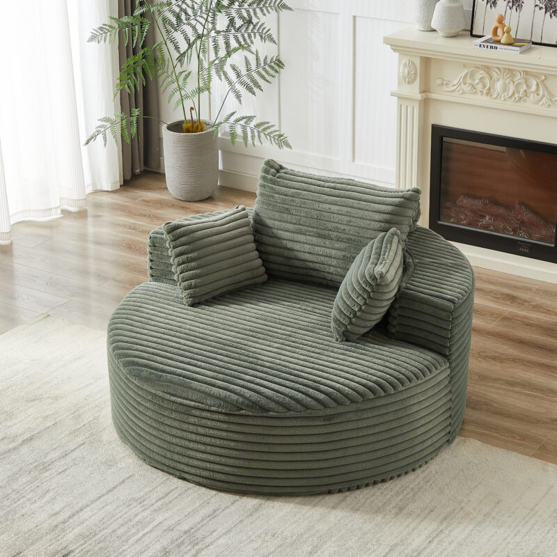 55'L Corduroy Sponge single sofa,No Assembly Required,Fluffy Modern Sleeper Chair for Living room, Bedroom, Lounge and Projection Room(Not a swivel chair.) - Image 16