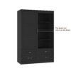 Tall Bedroom Armoire Wardrobe Closet Clothing Storage Cabinet with Hanging Rod Barn Door Drawers Open Shelves - Image 17