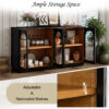 TREXM 4-Door Large Storage Buffet Cabinet with Glass Doors, Arched Cabinet with Adjustable Shelves for Kitchen, Dining Room and Living Room - Image 19