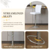 Modern Black PU Bar Stool Set - 2-Piece, featuring vertical and smooth-lined backrests with trumpet-shaped silver metal legs. Ideal for placement in bars, living rooms, lounges, and similar settings - Image 11