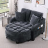 Two-seater sofa, double sofa chaise longue, with irregular armrests and backrests, footrest with storage space, comes with two small throw pillows, suitable for living room and bedroom - Image 9