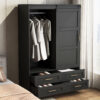 Tall Bedroom Armoire Wardrobe Closet Clothing Storage Cabinet with Hanging Rod Barn Door Drawers Open Shelves - Image 11