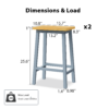 K&K Solid Wood Bar Stools 25.6" Tall Set of 2 Bar Chairs, Kitchen Counter Stools with Footrests, Farmhouse Stools for Dining Room, Kitchen, Counter - Image 9