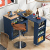 K&K Rolling Kitchen Island With Extended Table, Kitchen Island on Wheels with LED Lights, Power Outlets and 2 Fluted Glass Doors, Kitchen Island with a Storage Compartment and Side 3 Open Shelves - Image 8