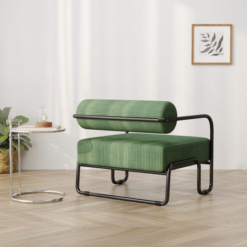 27"L Living room iron sofa chair, lazy individual chair, balcony leisure chair,Modern, Small Space, Easy Assembly - Image 4