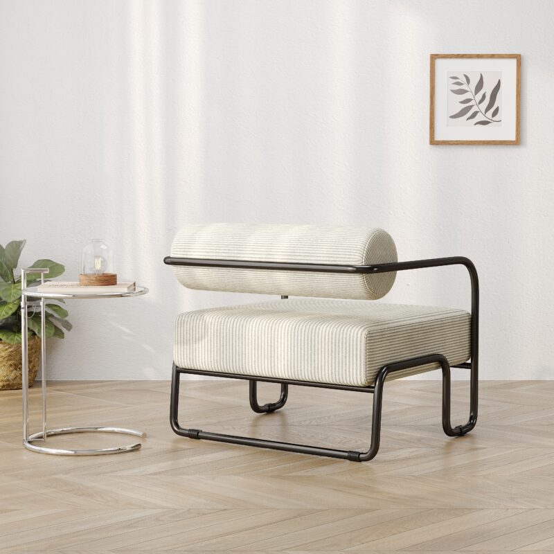 27"L Living room iron sofa chair, lazy individual chair, balcony leisure chair,Modern, Small Space, Easy Assembly - Image 8