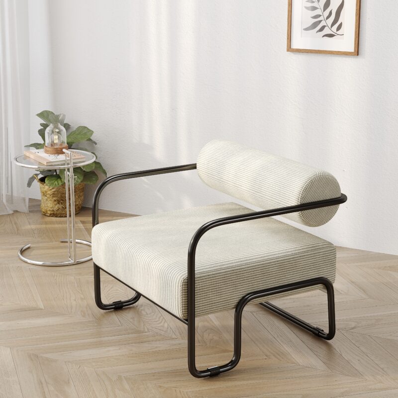 27"L Living room iron sofa chair, lazy individual chair, balcony leisure chair,Modern, Small Space, Easy Assembly - Image 7