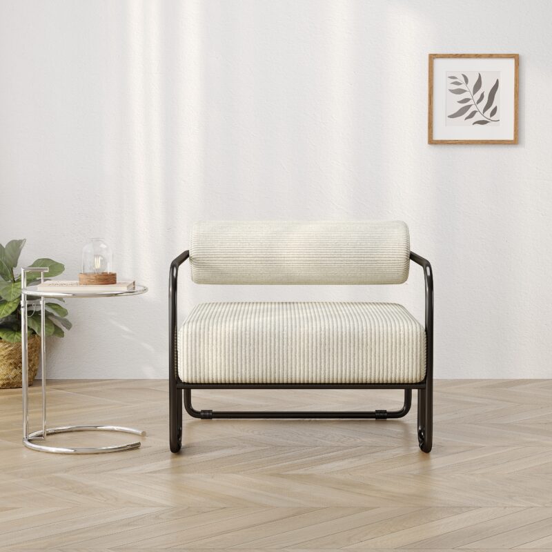 27"L Living room iron sofa chair, lazy individual chair, balcony leisure chair,Modern, Small Space, Easy Assembly - Image 6