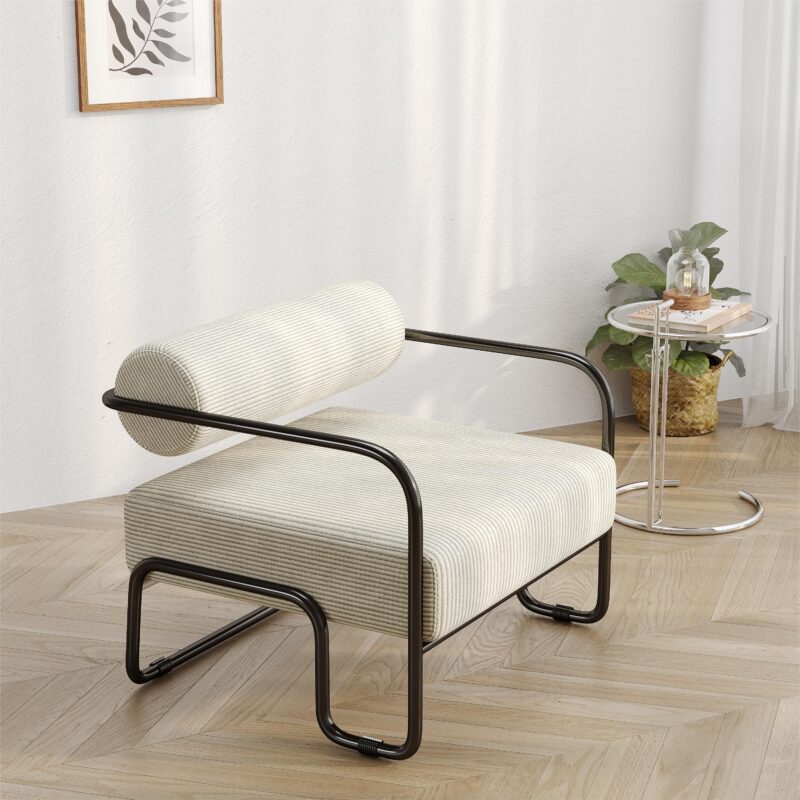 27"L Living room iron sofa chair, lazy individual chair, balcony leisure chair,Modern, Small Space, Easy Assembly - Image 5