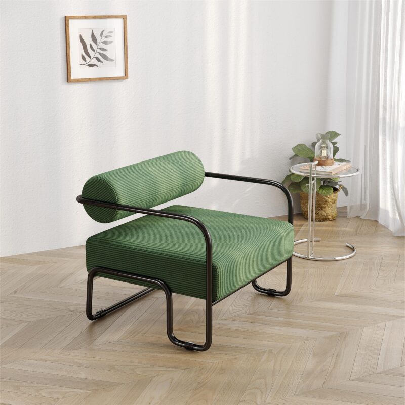 27"L Living room iron sofa chair, lazy individual chair, balcony leisure chair,Modern, Small Space, Easy Assembly - Image 2