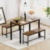Dining Table Set, Bar Table with 2 Dining Benches, Kitchen Table Counter with Chairs, Industrial for Kitchen Breakfast Table, Living Room, Party Room - Image 13
