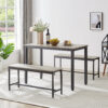 Dining Table Set, Bar Table with 2 Dining Benches, Kitchen Table Counter with Chairs, Industrial for Kitchen Breakfast Table, Living Room, Party Room - Image 2