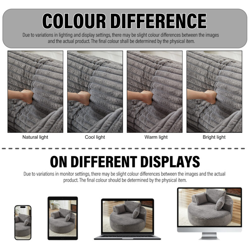 55'L Corduroy Sponge single sofa,No Assembly Required,Fluffy Modern Sleeper Chair for Living room, Bedroom, Lounge and Projection Room(Not a swivel chair.) - Image 5