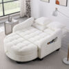 Two-seater sofa, double sofa chaise longue, with irregular armrests and backrests, footrest with storage space, comes with two small throw pillows, suitable for living room and bedroom - Image 8