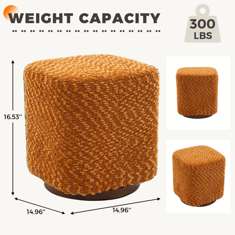360° Swivel Vanity Stool for Women, Upholstered Makeup Chair, Modern Accent Ottoman for Bedroom, Living Room - Image 4