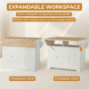 Large Kitchen Island with 2 Drop Leaf, Rolling Kitchen Cart on 5 Wheels with Power Outlet, Folding Storage Dining Table with Spice & Towel Rack, 3 Drawers, for Kitchen, Dining Room, White - Image 6