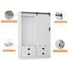 Tall Bedroom Armoire Wardrobe Closet Clothing Storage Cabinet with Hanging Rod Barn Door Drawers Open Shelves - Image 14