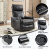 Red Faux Leather Heat Massage Manual Recliner Chair with Rocker and Swivel for Living Room - Image 4