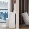 17" Round LED Mirror Vanity Table + Soft Cushion Stool Suit, Large Mirror, Touch Switch, 3 colors, Adjustable Brightness, Large Desktop, Multi-layer High Capacity Storage, Suitable For Small Space - Image 5