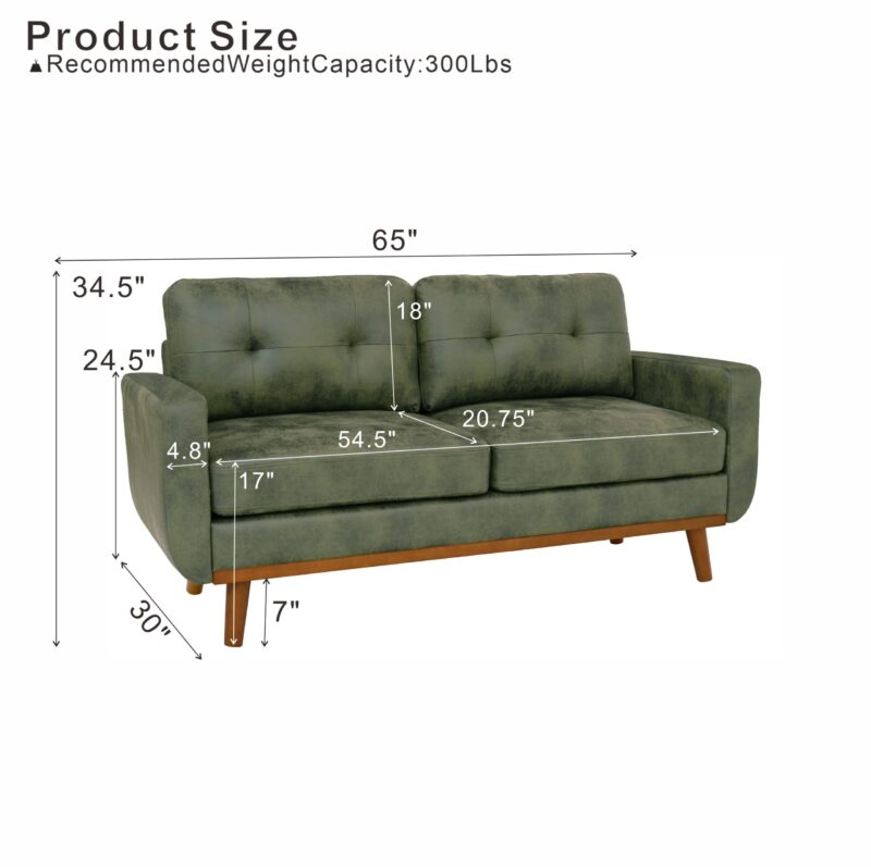 65-inch Modern Minimalist Two-Seater Sofa, featuring breathable Foil fabric and solid wood legs - Image 6