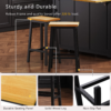 K&K Solid Wood Bar Stools 25.6" Tall Set of 2 Bar Chairs, Kitchen Counter Stools with Footrests, Farmhouse Stools for Dining Room, Kitchen, Counter - Image 6