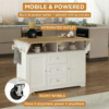 Large Kitchen Island with 2 Drop Leaf, Rolling Kitchen Cart on 5 Wheels with Power Outlet, Folding Storage Dining Table with Spice & Towel Rack, 3 Drawers, for Kitchen, Dining Room, White - Image 5