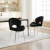 Modern Design Chair Back Hollow, 21.6-inch Enlarged Seat Surface With Silver Legs ,Set of 2 - Image 5