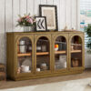 TREXM 4-Door Large Storage Buffet Cabinet with Glass Doors, Arched Cabinet with Adjustable Shelves for Kitchen, Dining Room and Living Room - Image 13