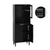 Tempered Glass Door Tall Storage Bookcase with adjustable board, 4 doors MDF painting finished cabinet, Green, Living room Bedroom storage - Image 14