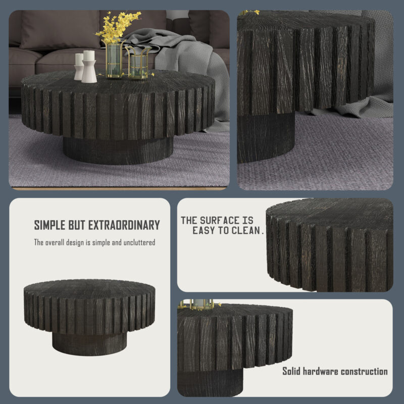Modern minimalist circular coffee table 31.4'' with natural wood texture, stable and durable, enhancing spatial aesthetics suitable for living rooms, study rooms and offices - Image 13