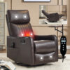 Red Faux Leather Heat Massage Manual Recliner Chair with Rocker and Swivel for Living Room - Image 11
