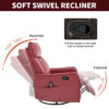 Red Faux Leather Heat Massage Manual Recliner Chair with Rocker and Swivel for Living Room - Image 24