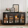TREXM 4-Door Large Storage Buffet Cabinet with Glass Doors, Arched Cabinet with Adjustable Shelves for Kitchen, Dining Room and Living Room - Image 17