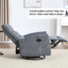 Manual Recliner Chair with Rocker and Swivel in Fabric for Living Room - Image 5