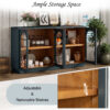 TREXM 4-Door Large Storage Buffet Cabinet with Glass Doors, Arched Cabinet with Adjustable Shelves for Kitchen, Dining Room and Living Room - Image 4
