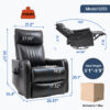 Red Faux Leather Heat Massage Manual Recliner Chair with Rocker and Swivel for Living Room - Image 3