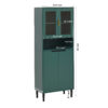 Tempered Glass Door Tall Storage Bookcase with adjustable board, 4 doors MDF painting finished cabinet, Green, Living room Bedroom storage - Image 26
