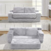 Corduroy Cloud Double Sofa, 2-in-1 Convertible Sofa Bed, Comfortable Boneless Double Sofa, Suitable for Living Room, Apartment, Small Space Grey - Image 4