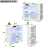 K&K Rolling Kitchen Island With Extended Table, Kitchen Island on Wheels with LED Lights, Power Outlets and 2 Fluted Glass Doors, Kitchen Island with a Storage Compartment and Side 3 Open Shelves - Image 13