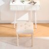 French Style Bench, Linen Fabric Entryway Bench, Upholstered Tufted End of Bed Bench with Brushed Wood Legs, Beige - Image 7