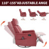 Red Faux Leather Heat Massage Manual Recliner Chair with Rocker and Swivel for Living Room - Image 22