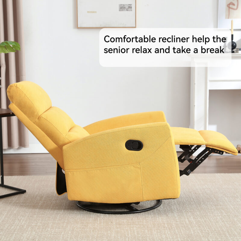 Manual Recliner Chair with Rocker and Swivel in Fabric for Living Room - Image 21