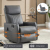 Red Faux Leather Heat Massage Manual Recliner Chair with Rocker and Swivel for Living Room - Image 20