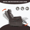 Red Faux Leather Heat Massage Manual Recliner Chair with Rocker and Swivel for Living Room - Image 13