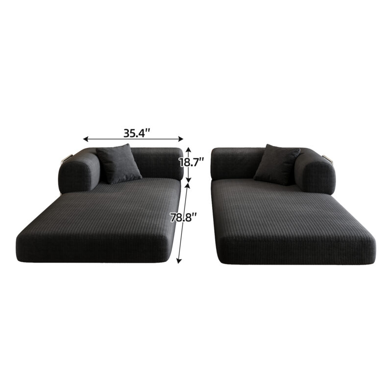 78.8" Compression Sofa,Convertible Floor Sofa Bed-with Pillow Back Support Armrest,Comfy Futon Couch Sleeper Bed,Loveseats Boneless Modular Sectional Sofa,Corduroy fabric,for Living Room,Bedroom - Image 4